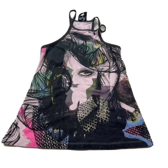 Nuvula womens Top S Multicolored Unique Artsy Grunge Graphic Print Overall A0308 - Picture 1 of 6